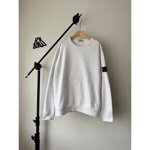 Stone Island Logo Patch Crewneck Sweatshirt White Cotton